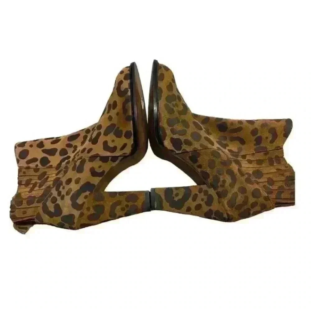 - Zara basic cheetah print boots ankle length heeled Sz 38(7.5) - Picture 3 of 8
